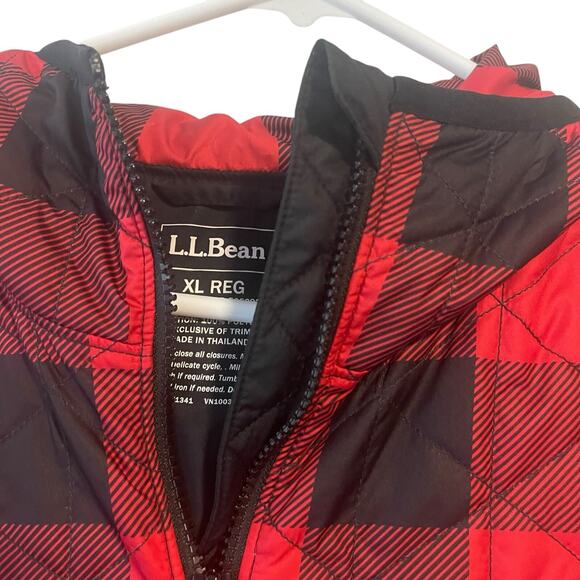 Vtg LL Bean 1/2 Zip Pullover Jacket Mens XL Red Plaid Quilted Long Sleeve - Picture 3 of 5